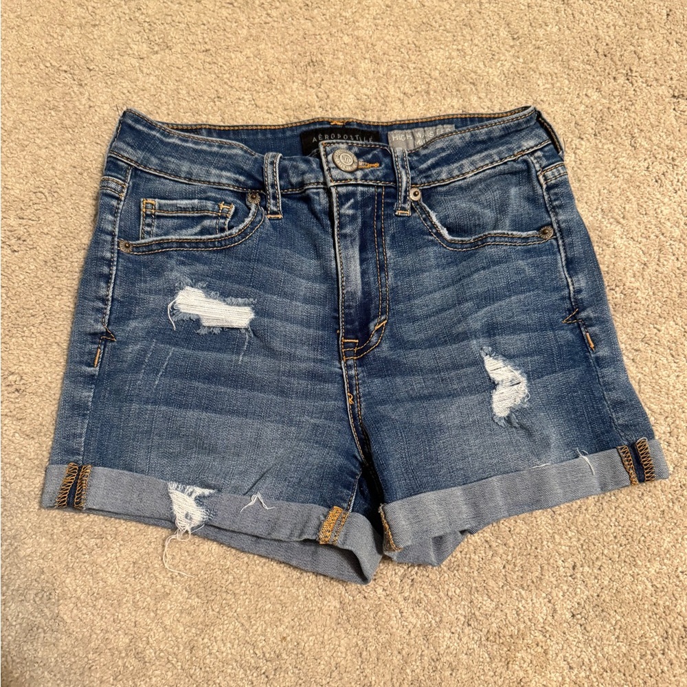 Aeropostale High-Waisted Midi Jean Shorts Size 0
